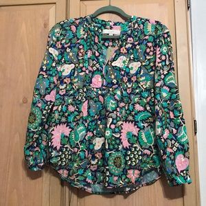 Loft Split Neck Bib Blouse